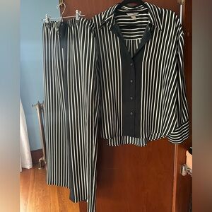 Black and White Striped Pajama Set